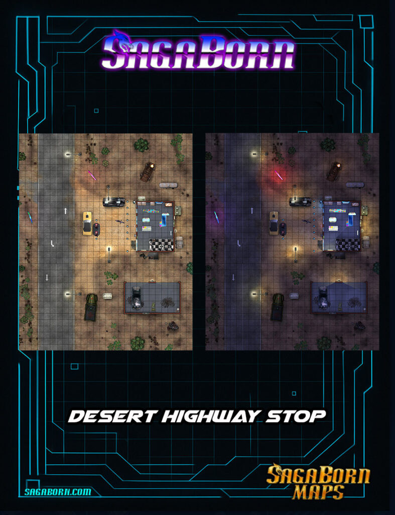 Desert Highway Stop - cyberpunk map.